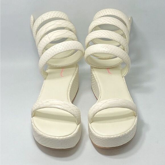 Cult Gaia Gabi Snake-Embossed Leather Wrap Sandals size 37 - Picture 7 of 12